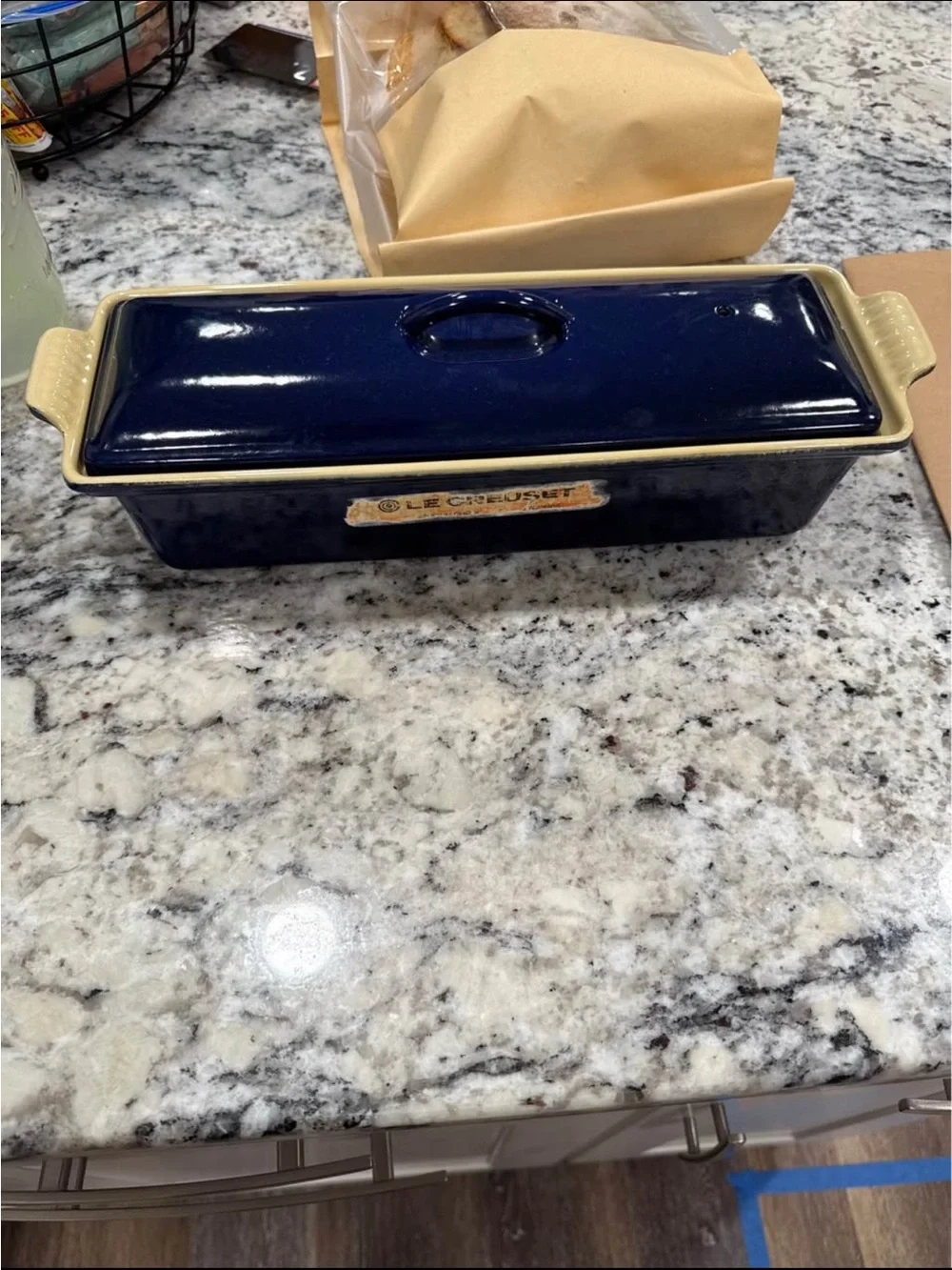 New with tags, Le Creuset Enameled Cast Iron Pate Terrine, 2 Qt, COBALT